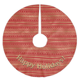 Modern goud rood patroon Voeg persoonlijke bericht Kerstboom Rok