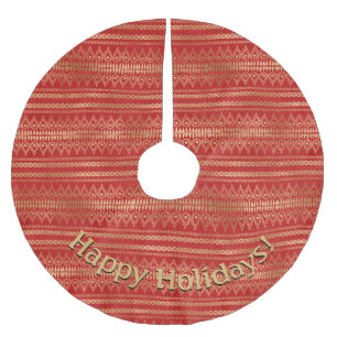 Modern goud rood patroon Voeg persoonlijke bericht Kerstboom Rok