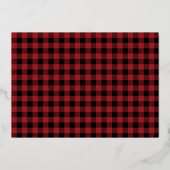 Modern Goud Rood zwart plaid foto Kerstmis Folie Feestdagenkaart (Achterkant)