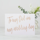 Modern Goud Roos "Aan mijn vader op mijn trouwdag" Kaart (Staand voorkant)