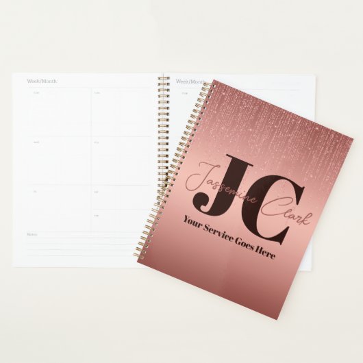 Modern Goud Roos Glitter Monogram Planner (Display)