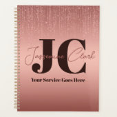 Modern Goud Roos Glitter Monogram Planner (Voorkant)