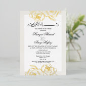 Modern Goud Roos Islamitische Elegante Bruiloft Folie Uitnodiging (Staand Voorkant)