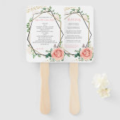 Modern Goud Roze Geometrisch Huwelijksprogramma Handwaaier (Voorkant en achterkant)