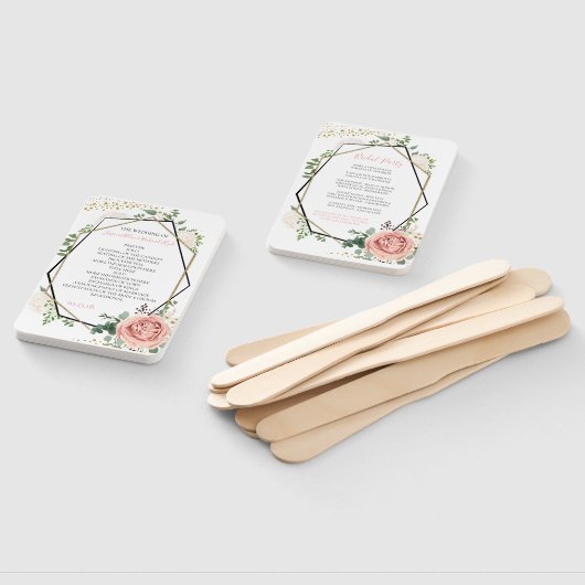 Modern Goud Roze Geometrisch Huwelijksprogramma Handwaaier (Niet-gemonteerd)