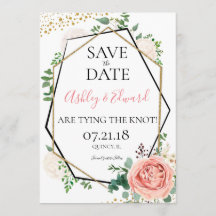 Modern Goud Roze Geometrisch Save the Date