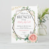 Modern Goud Roze Geometrisch Vrijgezellenfeest Inv Kaart (Staand voorkant)