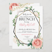 Modern Goud Roze Geometrisch Vrijgezellenfeest Inv Kaart (Voorkant / Achterkant)