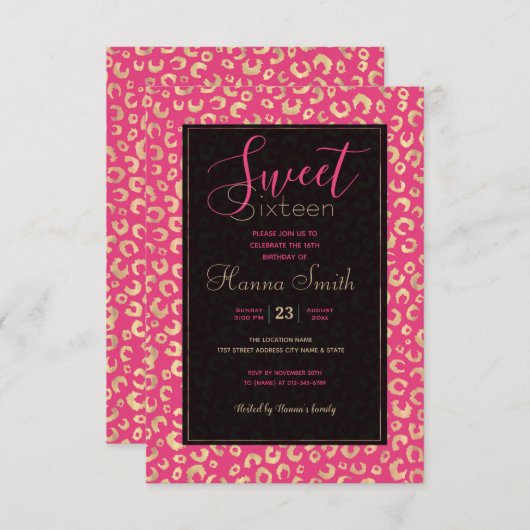 Modern goud roze luipaard print patroon kaart (Voorkant / Achterkant)