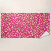 Modern goud roze luipaard print patroon strandlaken (Voorkant)