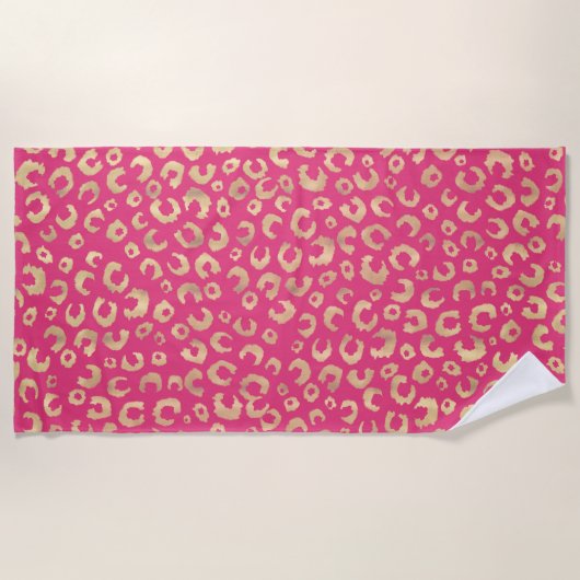 Modern goud roze luipaard print patroon strandlaken (Voorkant)
