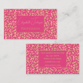 Modern goud roze luipaard print patroon visitekaartje (Voorkant / Achterkant)