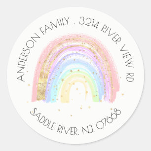 Modern Goud Roze Regenboog Adres Label Sticker