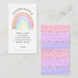 Modern Goud Roze Regenboog Baby Luier Raffle Informatiekaartje