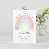 Modern Goud Roze Regenboog Baby shower Invitation Kaart (Staand voorkant)