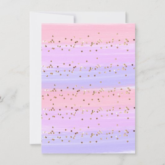 Modern Goud Roze Regenboog Baby shower Invitation Kaart (Achterkant)