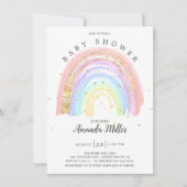 Modern Goud Roze Regenboog Baby shower Invitation Kaart (Voorkant)