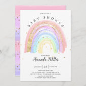 Modern Goud Roze Regenboog Baby shower Kaart (Voorkant / Achterkant)