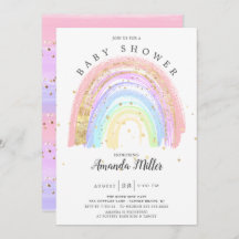 Modern Goud Roze Regenboog Baby shower