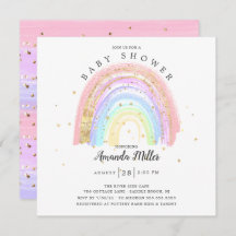 Modern Goud Roze Regenboog Baby shower