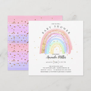 Modern Goud Roze Regenboog Baby shower Kaart
