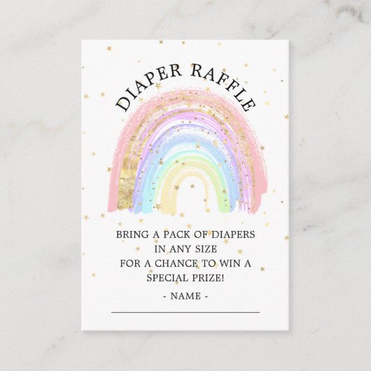 Modern Goud Roze Regenboog Luier Raffle Ticket Informatiekaartje (Voorkant)