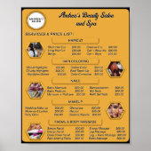 Modern Goud Salon Merklogo & Foto's Prijslijst Poster (Voorkant)