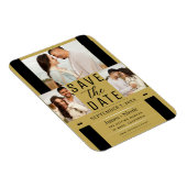 Modern Goud Save the Date 3 Foto Bruiloft Magneet (Rechterzijde)