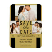 Modern Goud Save the Date 3 Foto Bruiloft Magneet (Verticaal)