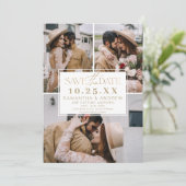 Modern goud save the date 3 foto's grid collage (Staand voorkant)