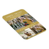 Modern Goud Save the Date Bruiloft 3 Foto's Magneet (Rechterzijde)