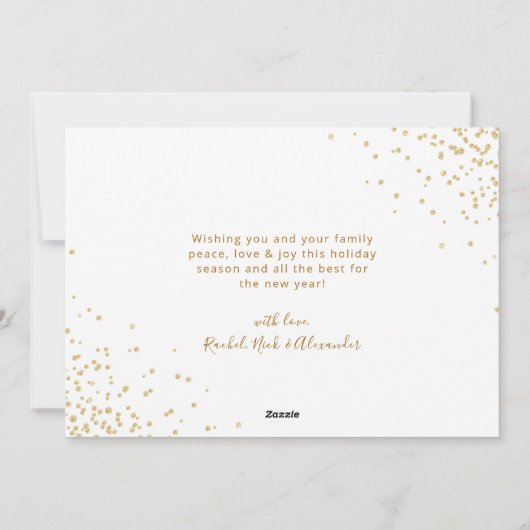 Modern Goud Script 2 Fotocollage Kerstmis Feestdagenkaart (Achterkant)