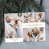 Modern Goud Script 5 Meerdere kerstfoto Briefkaart