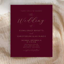 Modern Goud Script Bourgondië bruiloft