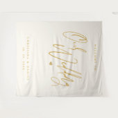 Modern Goud Script Bruiloft Welkomstbord Wandkleed (Voorkant (horizontaal))
