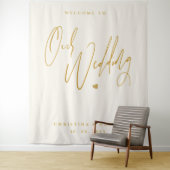 Modern Goud Script Bruiloft Welkomstbord Wandkleed (In situ)