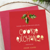 Modern Goud Script Cookie Exchange Kerstfeest Folie Feestdagenkaart