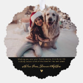 Modern Goud Script Eenvoudig 2 Foto Kerstmis Ornament Kaart (Achterkant)