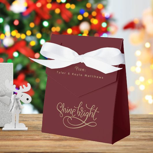 Modern Goud Script Eenvoudig Elegant Wijn Rood Bedankdoosjes