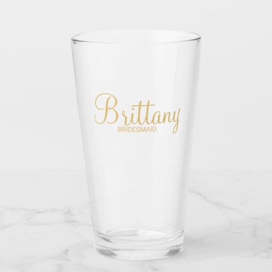 Modern Goud Script Gepersonaliseerde bruidsmeisjes Glas (Voorkant)
