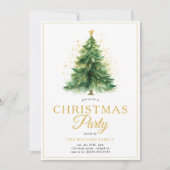 Modern Goud Script Kerstboom Party Kaart (Voorkant)