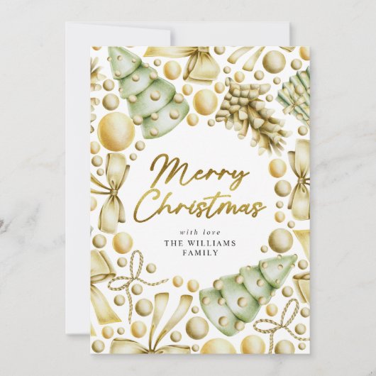 Modern Goud Script Kerstmis Feestdagenkaart (Voorkant)