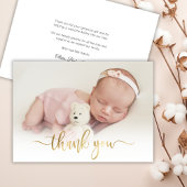 Modern Goud Script Newborn Baby Foto Dank u Bedankkaart