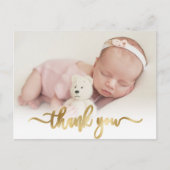 Modern Goud Script Newborn Baby Foto Dank u Briefkaart (Voorkant)