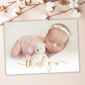 Modern Goud Script Newborn Baby Foto Dank u Briefkaart