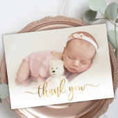 Modern Goud Script Newborn Baby Foto Dank u Briefkaart