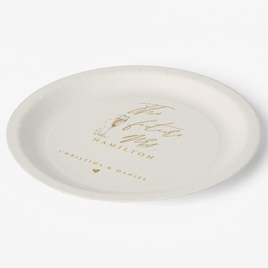 Modern Goud Script Typografie Bruiloft Papieren Bordje (Gekanteld)