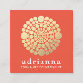 Modern Goud Sinaasappel Circle Mandala Vierkante Visitekaartje (Voorkant)