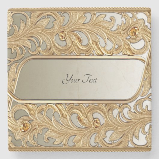 Modern Goud  Steen Onderzetter (Voorkant)