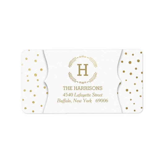 Modern Goud Stippen Custom Monogram Etiket (Voorkant)
